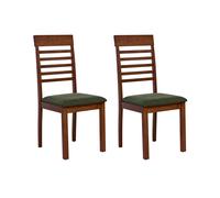 Beliani Set di 2 sedie da pranzo imbottite marrone scuro e verde scuro