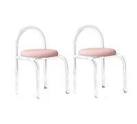 Set di 2 sedie da pranzo in acrilico trasparente con rivestimento in velluto e design moderno