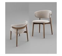 Set di 2 sedie da pranzo in legno massello, schienale curvo, gambe in legno naturale, piedini regolabili, design ergonomico