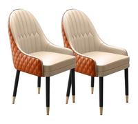 Set di 2 sedie da pranzo in pelle di metà secolo con braccioli e schienale, per cucina e soggiorno, eleganti sedie per il tempo libero