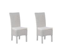 Set di 2 Sedie da Pranzo in Rattan a Schienale Alto Bianco Andes