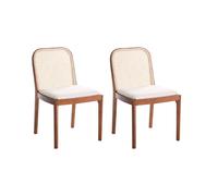 Set di 2 Sedie da pranzo in rattan a treccia viennese senza braccioli Marrone ch