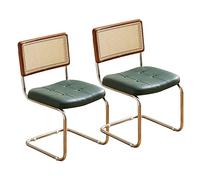 Set di 2 sedie da pranzo in rattan, con schienale in canna e gambe in metallo, stile moderno di metà secolo
