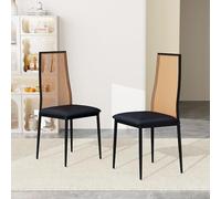 Set di 2 sedie da pranzo in rattan fatto a mano, con gambe in metallo e schienale indipendente, sedie imbottite (nero, 97,5 x 44 x 43)