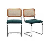 Set di 2 sedie da pranzo in rattan,sedie da pranzo in canna imbottite in velluto con schienale in rattan,sedie da pranzo intrecciate con gambe in metallo,sedie per sala da pranzo per cena,soggiorno