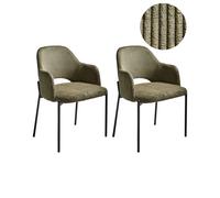 Set di 2 sedie da pranzo in velluto boucle verde oliva Raton