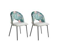 Set di 2 Sedie da Pranzo in Velluto con Disegno Floreale Verde Covelo