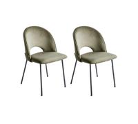 Set di 2 Sedie da Pranzo in Velluto Verde con Gambe Nere Stile Retro Covelo