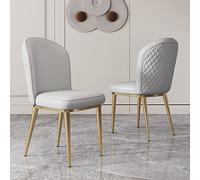 Set di 2 sedie da pranzo moderne, comode sedie imbottite per il tempo libero, con gambe in metallo e schienale curvo, in pelle PU, sedia con accenti di metà secolo per soggiorno