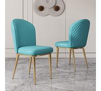 Set di 2 sedie da pranzo moderne, comode sedie imbottite per il tempo libero, con gambe in metallo e schienale curvo, in pelle PU, sedia con accenti di metà secolo per soggiorno