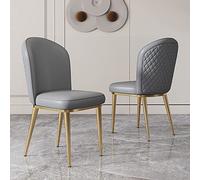 Set di 2 sedie da pranzo moderne, comode sedie imbottite per il tempo libero, con gambe in metallo e schienale curvo, in pelle PU, sedia con accenti di metà secolo per soggiorno