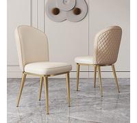 Set di 2 sedie da pranzo moderne, comode sedie imbottite per il tempo libero, con gambe in metallo e schienale curvo metà secolo, sedia per soggiorno, beige, 47 x 47 x 87 cm