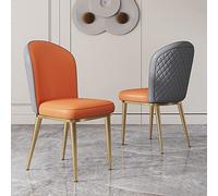 Set di 2 sedie da pranzo moderne, comode sedie imbottite per il tempo libero in pelle PU con gambe in metallo, schienale curvo e design senza braccioli, sedia con accento metà secolo, per soggiorno,