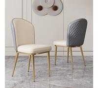 Set di 2 sedie da pranzo moderne, comode sedie imbottite, sedie per il tempo libero in similpelle della metà del secolo con gambe in metallo e schienale curvo, seduta senza braccioli