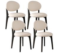 Set di 2 sedie da pranzo moderne di metà secolo, 4 e 6 cuscini rotondi in pelle PU e legno massello, eleganti per cucina, sala da pranzo, camera da letto, soggiorno (nero e bianco 4)