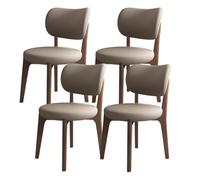Set di 2 sedie da pranzo moderne imbottite, ergonomiche, in pelle, con schiuma ad alta elasticità, comode, noce scuro e kaki scuro, per cucina e soggiorno