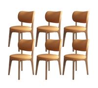 Set di 2 sedie da pranzo moderne imbottite in pelle, design ergonomico con schiuma ad alta elasticità, perfette per sala da pranzo e soggiorno, noce chiaro e arancione