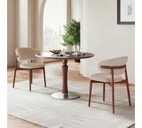 Set di 2 sedie da pranzo moderne in legno beige imbottite con braccioli, eleganti mobili da cucina e soggiorno, decorazione per casa colonica, finitura in noce, comodi poggiapiedi