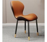 Set di 2 sedie da pranzo moderne in pelle arancione con robuste gambe in metallo, mobili eleganti per hotel, ristoranti e cucine contemporanee