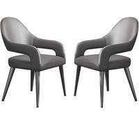 Set di 2 sedie da pranzo moderne in pelle grigia, con gambe in ferro con struttura in metallo, per uso domestico e commerciale, perfette per la decorazione di cucina e ristorante