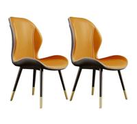 Set di 2 sedie da pranzo moderne in stile scandinavo, in pelle, con rivestimento senza braccioli, finitura opaca, per cucina e sala da pranzo, colore: giallo scuro