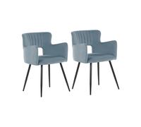 Set di 2 sedie da pranzo SANILAC Azzurro Velluto