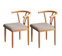 Set di 2 sedie da pranzo, sedie da sala da pranzo con schienale curvo e cuscino spesso, sedia da cucina imbottita in cotone in stile moderno di metà secolo con gambe in legno
