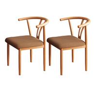 Set di 2 sedie da pranzo, sedie da sala da pranzo con schienale curvo e cuscino spesso, sedia da cucina imbottita in cotone in stile moderno di metà secolo con gambe in legno