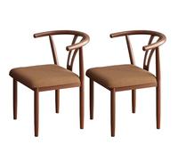 Set di 2 sedie da pranzo, sedie da sala da pranzo con schienale curvo e cuscino spesso, sedia da cucina imbottita in cotone in stile moderno di metà secolo con gambe in legno