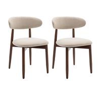 Set di 2 sedie da pranzo, sedie imbottite moderne e minimaliste in stile nordico per cucina e sala da pranzo, gambe in legno, beige