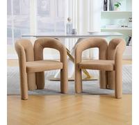 Set di 2 sedie di design con pelo Teddy per sala da pranzo e soggiorno: morbido rivestimento in bouclé, braccioli curvi, robusto telaio in legno massello, elevata portata, ideale per uffici domestici