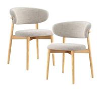 Set di 2 sedie ergonomiche imbottite in lino, moderne sedie lunghe per cucina, ristorante, bar e bistrot, design elegante e confortevole, in legno