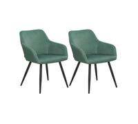 Set di 2 sedie imbottite in velluto verde con gambe in metallo Casmalia