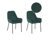 Set di 2 Sedie Imbottite Velluto a Coste Verde Gambe in Metallo Nero Loverna
