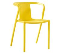 Set di 2 sedie impilabili in plastica gialla, con braccioli, per ristorante, in un unico pezzo, per il tempo libero, capacità massima 119,7 kg, design salvaspazio