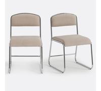 Set di 2 sedie in cromo e tessuto, Celestina Beige TU