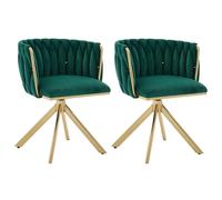 Set di 2 sedie in velluto, struttura in metallo resistente, meccanismo girevole a 180°, supporto ergonomico per la schiena, profilo in vita, piedini in altezza, antiscivolo, non dannoso per il