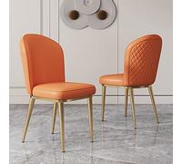 Set di 2 sedie moderne da pranzo, comode, imbottite, per il tempo libero, in pelle PU, design metà secolo, gambe in metallo, schienale curvo, senza braccioli, sedie per sala d'attesa per soggiorno,
