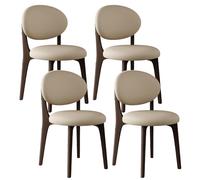 Set di 2 sedie moderne Mid Century, 4/6 in pelle sintetica e legno massello, con cuscino rotondo, perfette per cucina, sala da pranzo, camera da letto, soggiorno (noce scuro + chiaro)