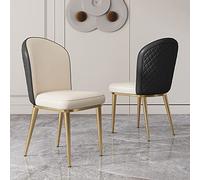 Set di 2 sedie moderne per sala da pranzo, comode sedie imbottite per il tempo libero in pelle PU, sedie accento di metà secolo con gambe in metallo e schienale curvo, sedie per sala d'attesa senza