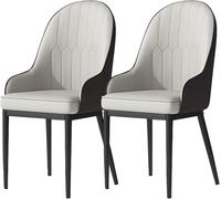 Set di 2 sedie moderne per sala da pranzo, in pelle sintetica, con schienale e gambe in metallo, colore oro/nero, eleganti mobili da cucina e soggiorno (marrone grigio)