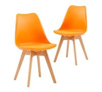 Set di 2 sedie moderne scandinave con schienale ergonomico, gambe in faggio naturale, certificate SGS, perfette per cucina, ufficio, camera da letto (ge)