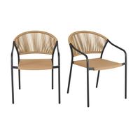 Set di 2 sedie per ristorante in acciaio grigio antracite e beige