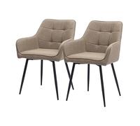 Set di 2 sedie per sala da pranzo, con trapuntatura a bottoni e braccioli alti, ergonomiche, con angolo dello schienale di 28°, portata 150 kg, resistenti allo sporco, per sala da pranzo, soggiorno