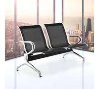 Set di 2 sedie per sala d'attesa nere con braccioli e schienali, eleganti mobili da ufficio per cliniche, banche, aeroporti, soluzione affidabile ed elegante