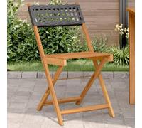 Set di 2 sedie pieghevoli da bistrot in legno massiccio di acacia e rattan sintetico, resistenti alle intemperie, per esterni, terrazze, balconi, durevoli e salvaspazio, dimensioni 41 x 52,5 x 80 cm