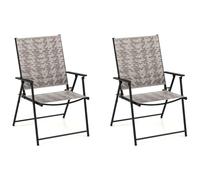 Set di 2 sedie pieghevoli da giardino in rattan sintetico traspirante, con braccioli e schienale, sedie da patio, per prato, balcone, piscina, cortile, bistrot e campeggio