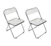Set di 2 sedie pieghevoli, impilabili, in acrilico, con struttura in metallo, per sala da pranzo, moderne, comoda sedia da pranzo (trasparente, 2 pezzi)