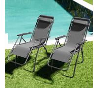 Set Di 2 Sedie Sdraio A Gravità Zero Da Giardino Poggiatesta Regolabile Sedia Pieghevole Oscillante Ergonomica Traspirante Zero Gravity Da Esterno Piscina Mare Portata Massima 120 Kg (Grigio Scuro)