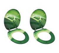 Set di 2 sedili anteriori WC con coperchi in MDF verde gocce d'acqua 02_0002975